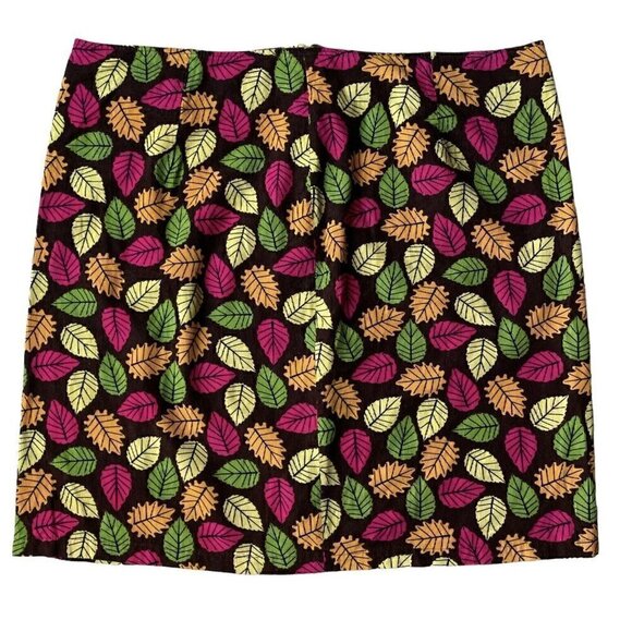 Fall Leaves Corduroy Mini Skirt Handmade Brown & Multicolor Women’s L 14 - Picture 2 of 6